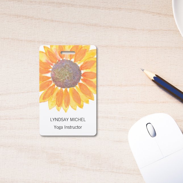 Personalized Yoga Instructor Sunflower Badge (Creator Uploaded)