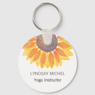 Personalized Yoga Instructor Sunflower Keychain