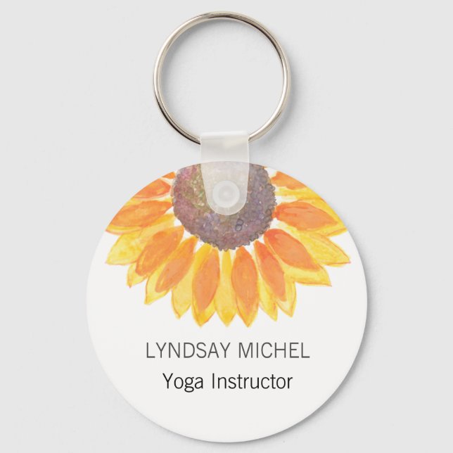 Personalized Yoga Instructor Sunflower Keychain (Front)
