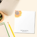 Personalized Yoga Instructor Sunflower Notepad<br><div class="desc">This modern botanical Yoga Instructor Notepad is decorated with a yellow watercolor sunflower. 
Easily customizable.
Use the Design Tool to change the text size,  style,  or colour.
As we create our artwork you won't find this exact image from other designers.
Original Watercolor © Michele Davies.</div>