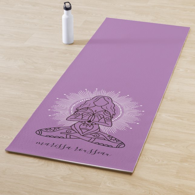 Personalized Yoga Lotus Pose Lavender Yoga Mat (In Situ)