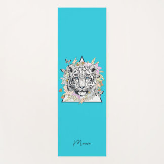 Personalized Yoga Mat Custom Name White Tiger
