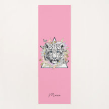 Personalized Yoga Mat Custom Name White Tiger