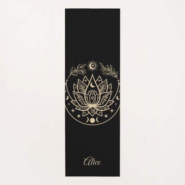 Personalized Yoga Mat Meditation Gift Black (Front)