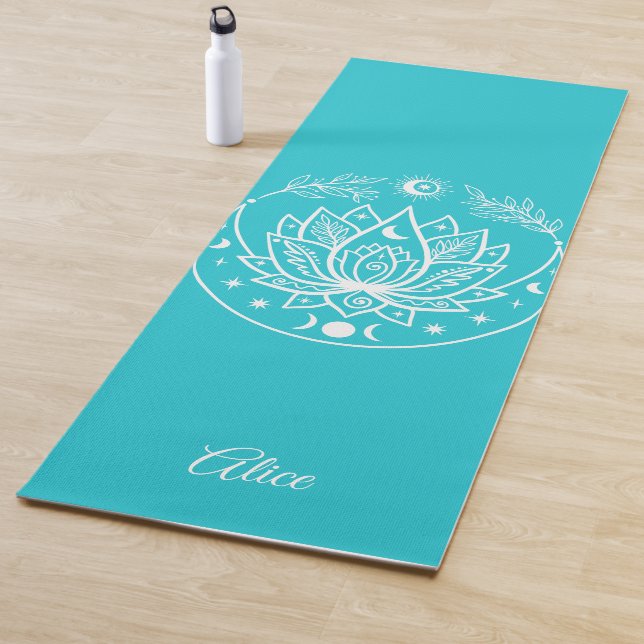 Personalized Yoga Mat Meditation Gift Turquoise (In Situ)