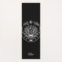 Personalized Yoga Mat Meditation Gift Women Black