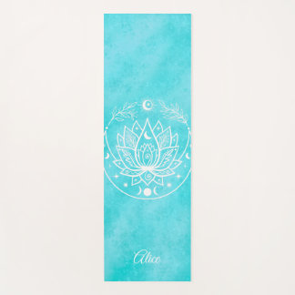 Personalized Yoga Mat Meditation Gift Women Blue