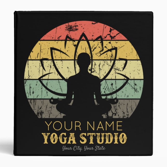 Personalized Yoga Studio Fitness Instructor Guru  Binder (Front)