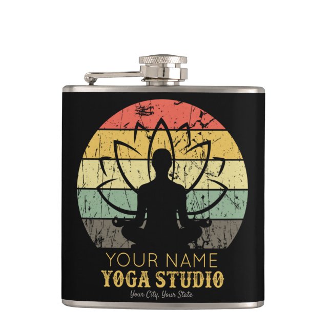 Personalized Yoga Studio Fitness Instructor Guru  Hip Flask (Front)