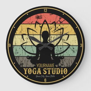 Personalized Yoga Studio Fitness Instructor Guru  Large Clock