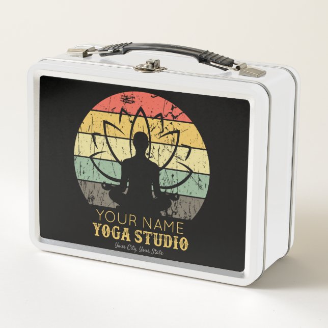 Personalized Yoga Studio Fitness Instructor Guru  Metal Lunch Box (Front)