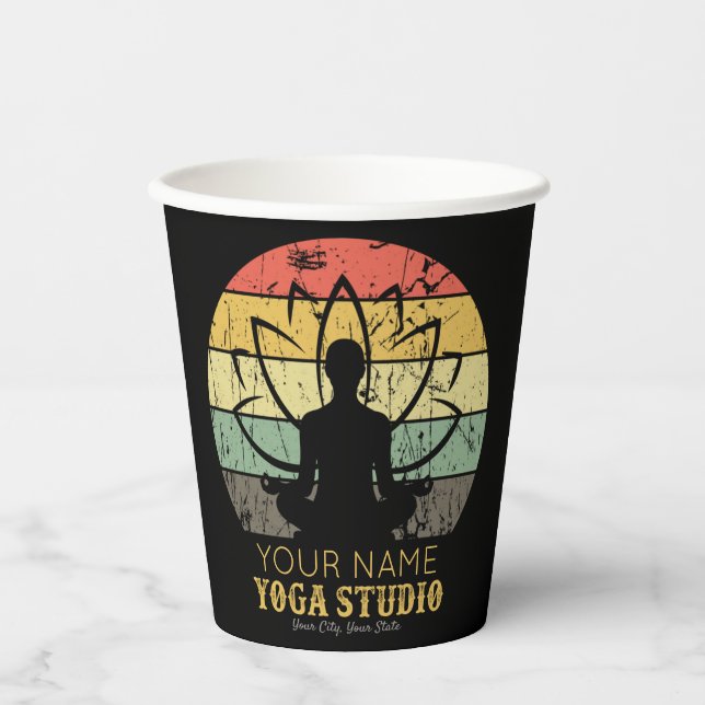 Personalized Yoga Studio Fitness Instructor Guru Paper Cups (Front)