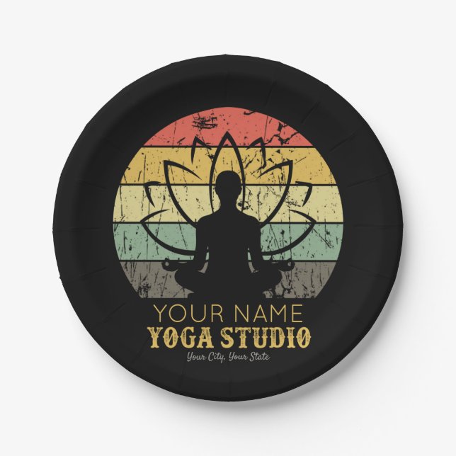 Personalized Yoga Studio Fitness Instructor Guru  Paper Plate (Front)