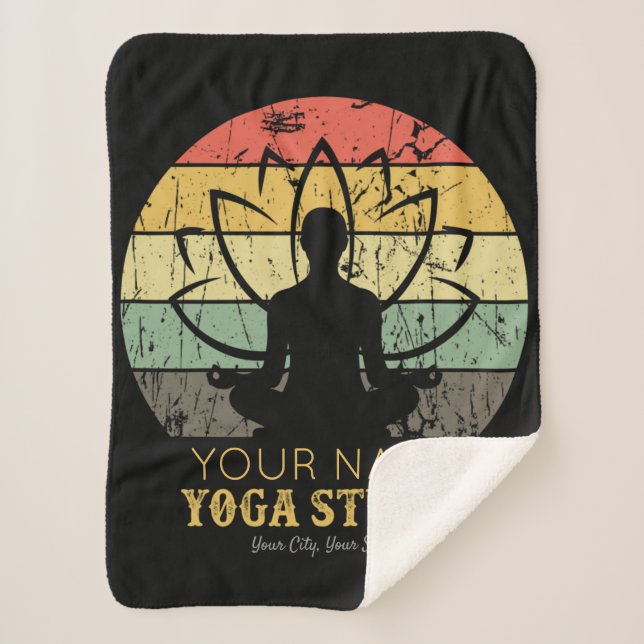 Personalized Yoga Studio Fitness Instructor Guru  Sherpa Blanket (Front)