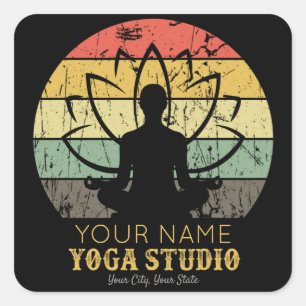 Personalized Yoga Studio Fitness Instructor Guru  Square Sticker