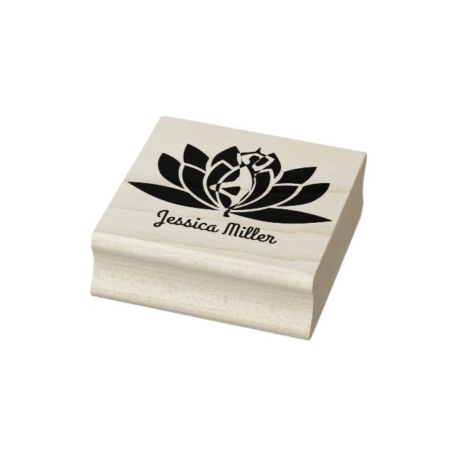 Personalized Yoga Studio Lotus Flower  Rubber Stamp (Stamp)
