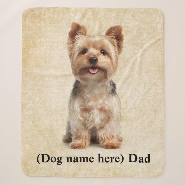 Personalized Yorkie Dog Dad Sherpa Blanket (Front)