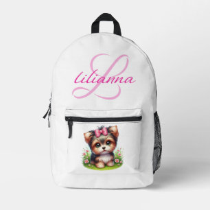 Personalized Yorkie Printed Backpack