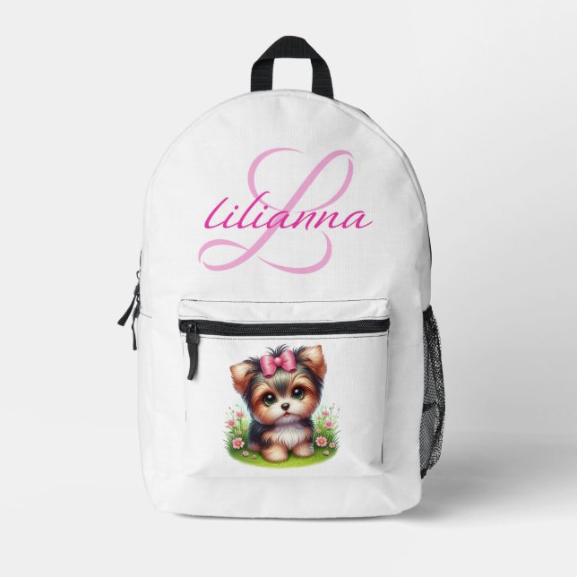 Personalized Yorkie Printed Backpack (Front)