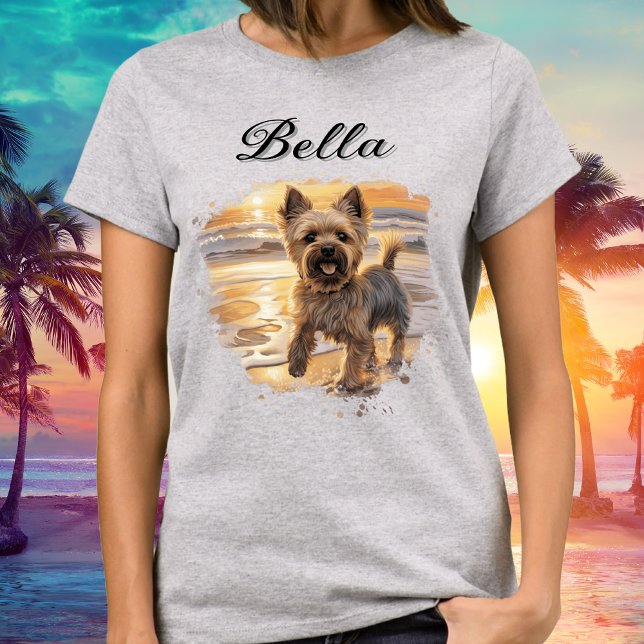 Personalized Yorkie Sunset Cute Beach Dog Lover T-Shirt (Personalized Yorkie Sunset Cute Beach Dog Lover T-Shirt)
