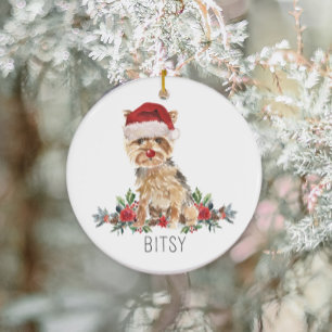 Personalized Yorkshire Terrier Christmas  Ceramic Ornament