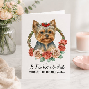 Personalized Yorkshire Terrier Mom Mothers Day Holiday Card