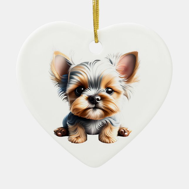 Personalized Yorkshire Terrier Puppy Ceramic Ornament (Front)