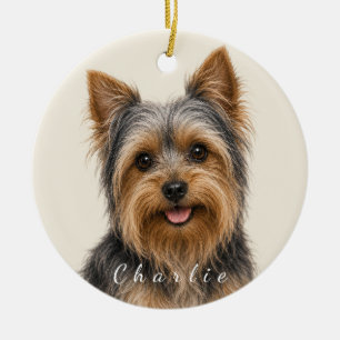 Personalized Yorkshire Terrier with Custom Name Ceramic Ornament