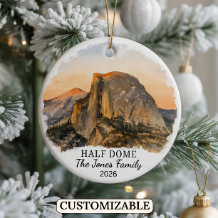 Personalized Yosemite Half Dome, Custom California Ceramic Ornament