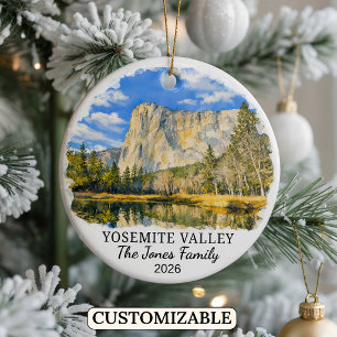 Personalized Yosemite Valley, Custom California Ceramic Ornament