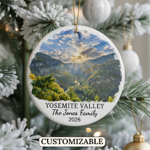 Personalized Yosemite Valley, Custom California Ceramic Ornament