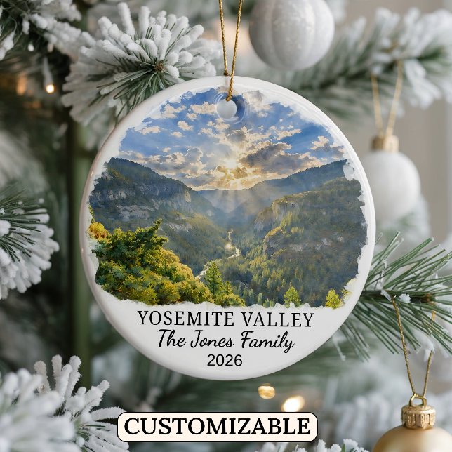 Personalized Yosemite Valley, Custom California Ceramic Ornament (Creator Uploaded)