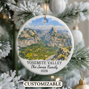 Personalized Yosemite Valley, Custom California Ceramic Ornament