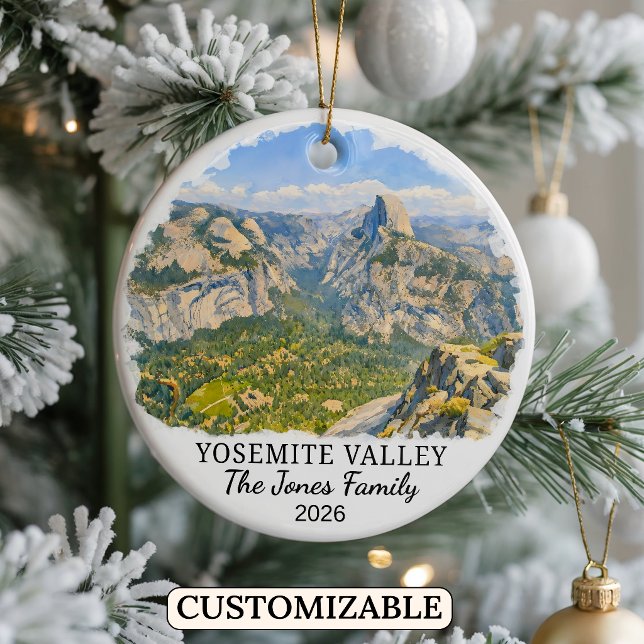 Personalized Yosemite Valley, Custom California Ceramic Ornament (Creator Uploaded)