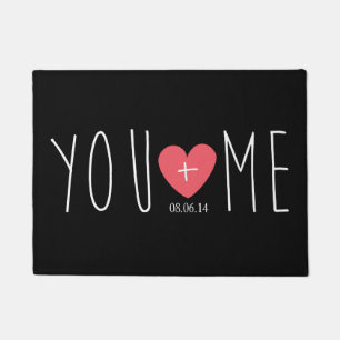 Personalized You and Me Heart with Wedding Date Doormat