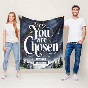 Personalized You Are Chosen Christian Women Fleece Blanket
