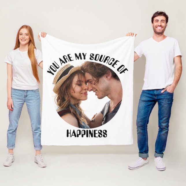 Personalized You Are My Source of Happiness Photo Fleece Blanket (In Situ)
