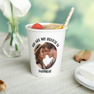 Personalized You Are My Source of Happiness Photo Paper Cups