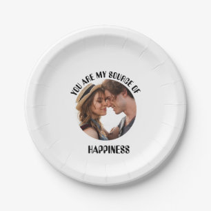 Personalized You Are My Source of Happiness Photo Paper Plate