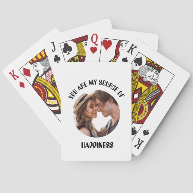 Personalized You Are My Source of Happiness Photo Playing Cards (Back)