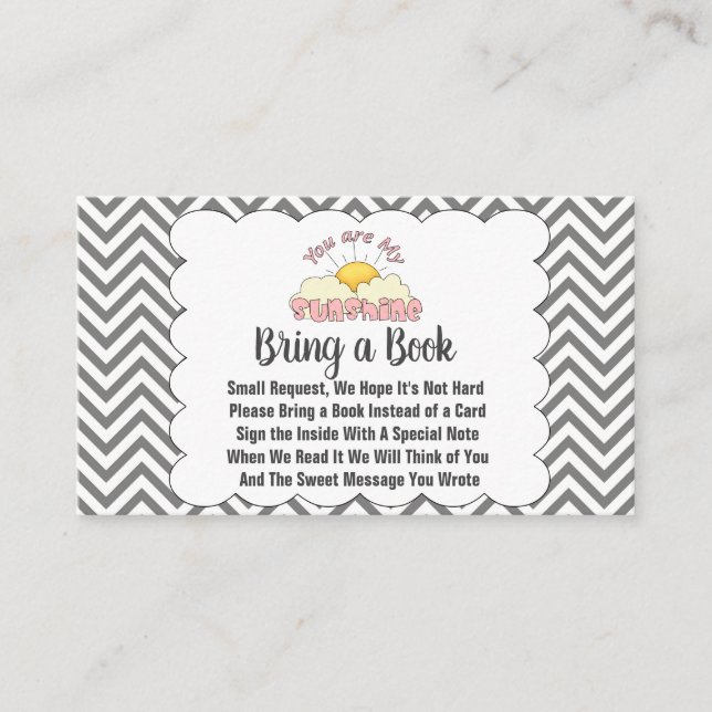 Personalized You Are My Sunshine Bring A Book Enclosure Card (Front)