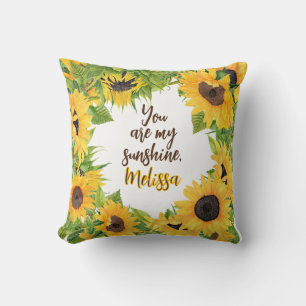 Personalized You are my Sunshine Sunflower Throw Pillow