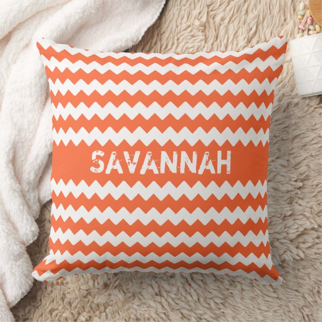 Personalized You Choose Colour Zigzag Grunge Font Throw Pillow (Blanket)