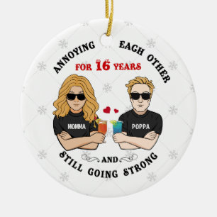Personalized Young Couple Ornament, Annoying Each  Ceramic Ornament