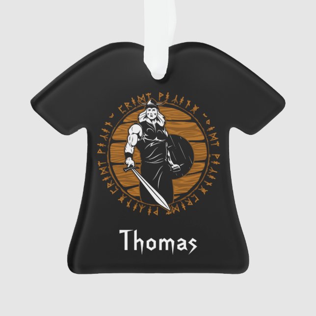 Personalized Young Viking Warrior Sword Ornament (Front)