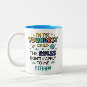 Personalized Youngest Child Space Kids Funny Gift Two-Tone Coffee Mug