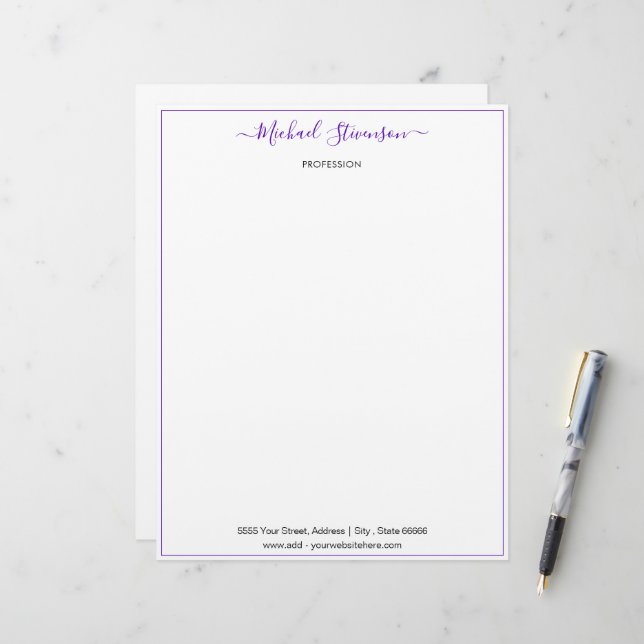 Personalized Your Address Name Info Letterhead (Front/Back In Situ)