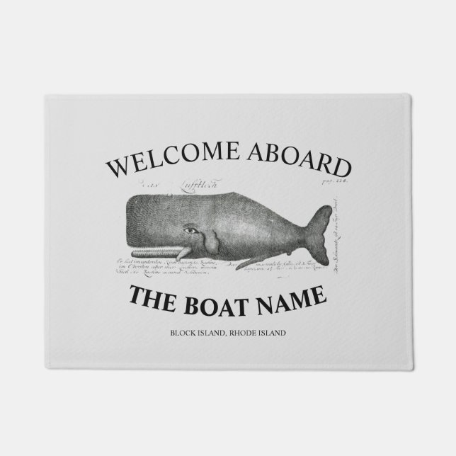Personalized your boat name nautical whale custom doormat (Front)