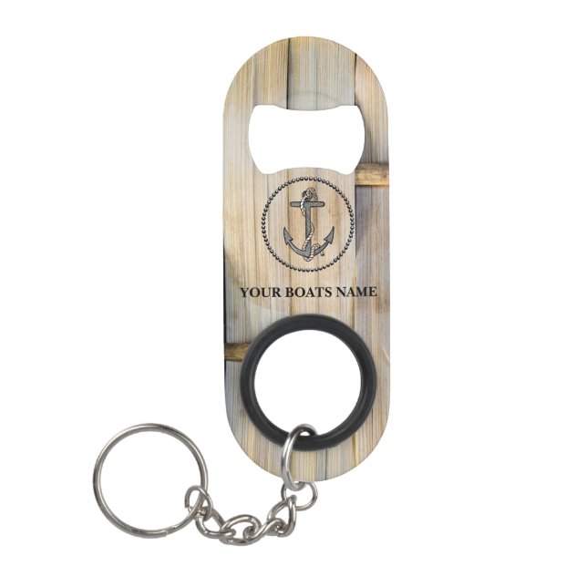 Personalized Your Boat's Name Anchor Keychain Bottle Opener (Front)
