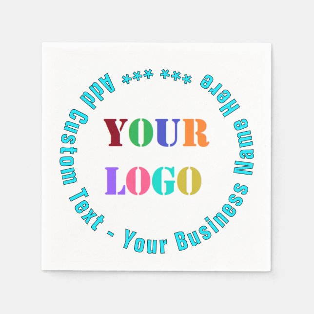 Personalized Your Busines Logo Custom Text Napkins (Front)